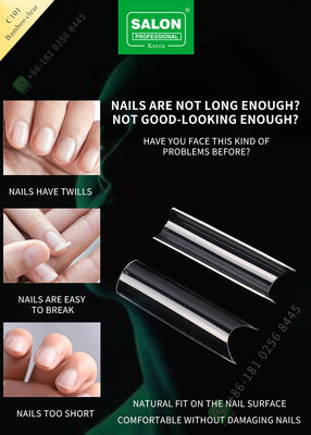 Fransız / C Ark Uzatma Bambu Temizle Yanlış Nail İpuçları Nail Art Salon için Manikür Ucu