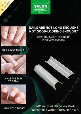 Fransız / C Ark Uzatma Bambu Doğal Yanlış Nail İpuçları Yarım İpuçları Nail Art Salon için Manikür Ucu
