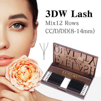 YY Lash Genişlemeleri CC/D/DD Curl 0.10mm Kalınlık Hacim Genişlemesi 8-14mm Uzun Sürekli Mat Siyah Sahte Lashlar