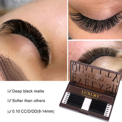 8-14mm Bireysel sahte kirpikler CC/D/DD Curling Volum Kirpik Uzantısı Çift Topu Kaşmir YY Lash Uzantısı