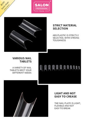 ABS Açık Mat Tam Kapak Sahte Tırnaklar Gülümseme Şekli Salon ve DIY Tırnak Genişletme Sanatçılığı için